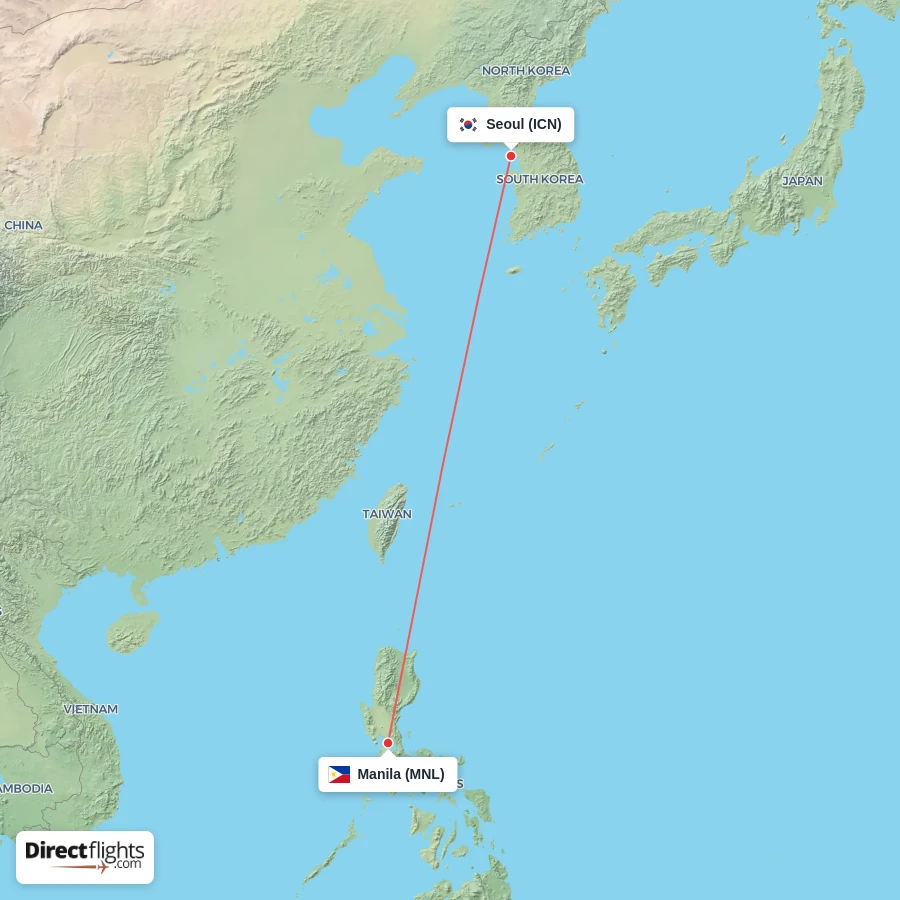 ICN - MNL route map