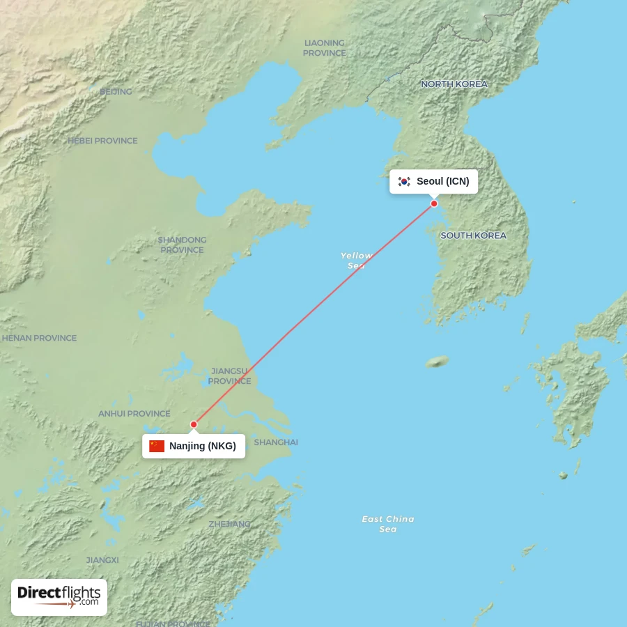 ICN - NKG route map