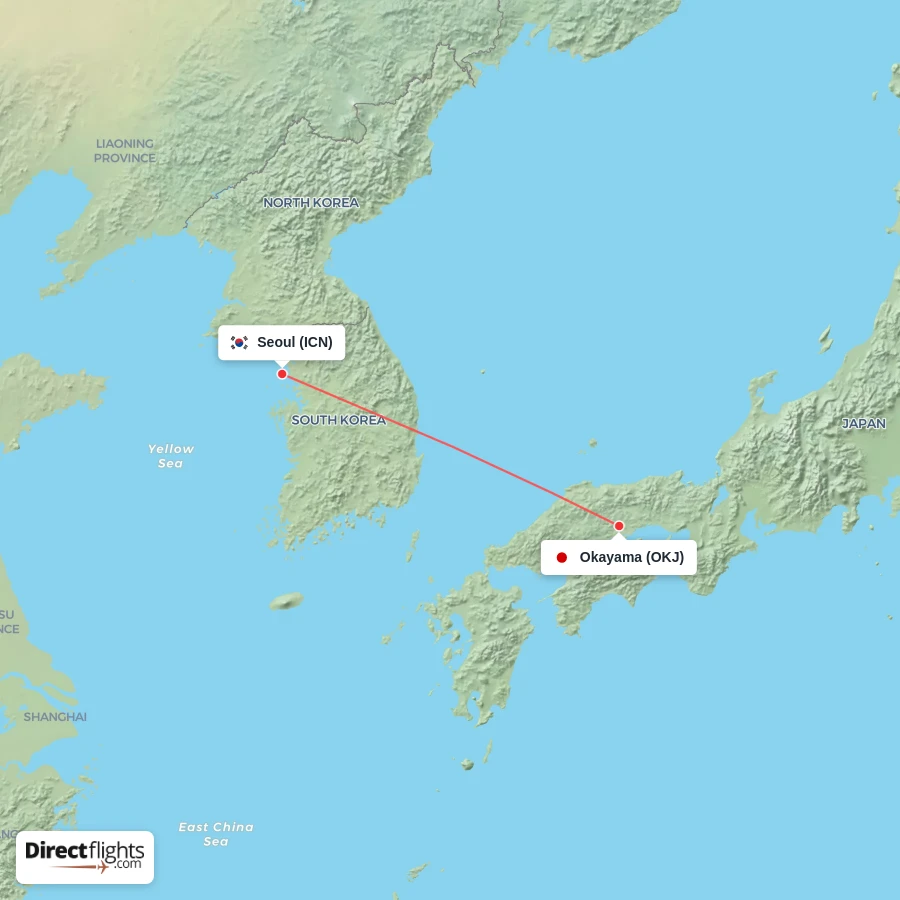 ICN - OKJ route map