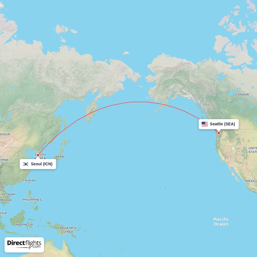 ICN - SEA route map