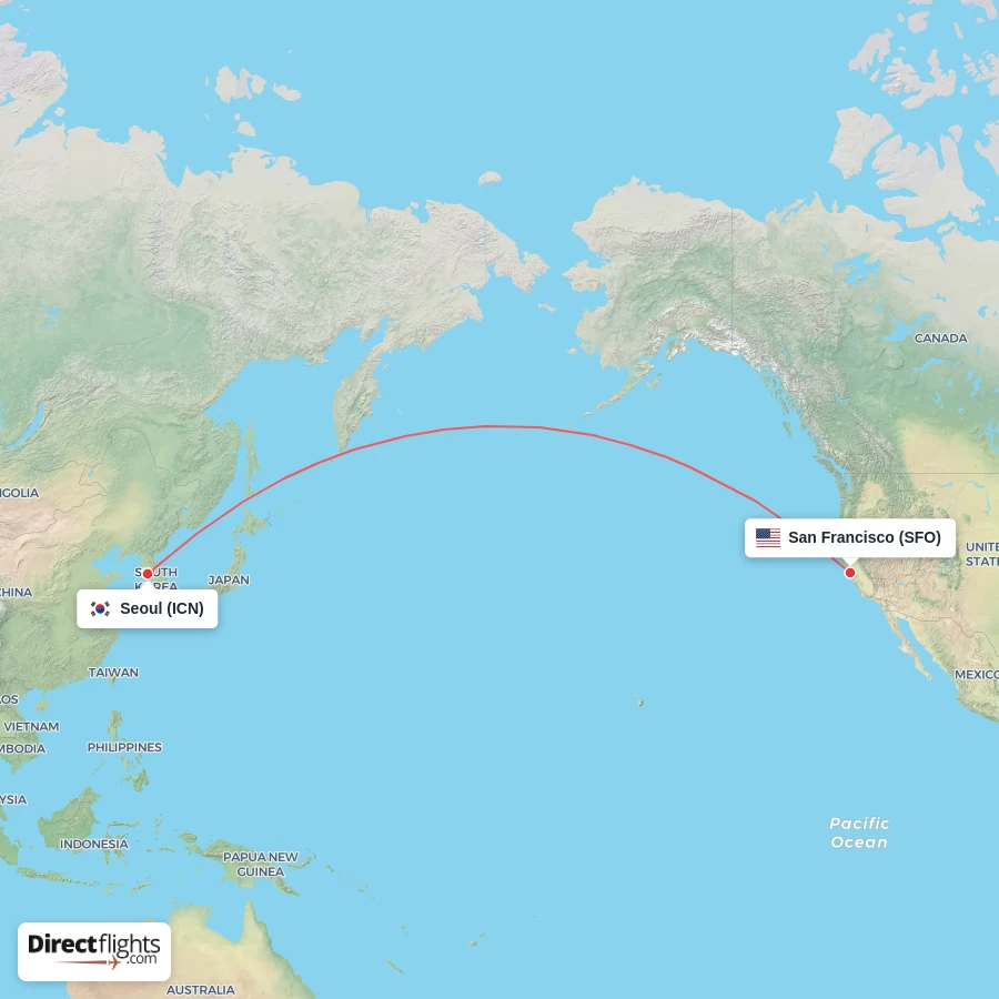 ICN - SFO route map