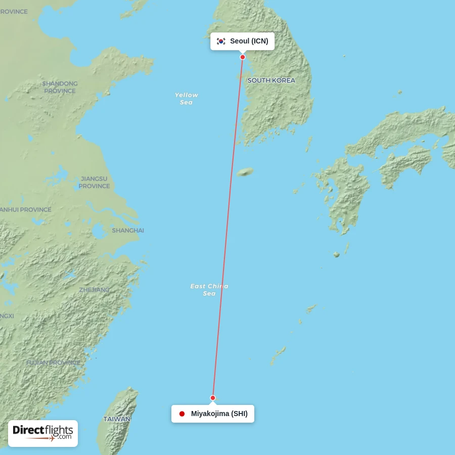 ICN - SHI route map