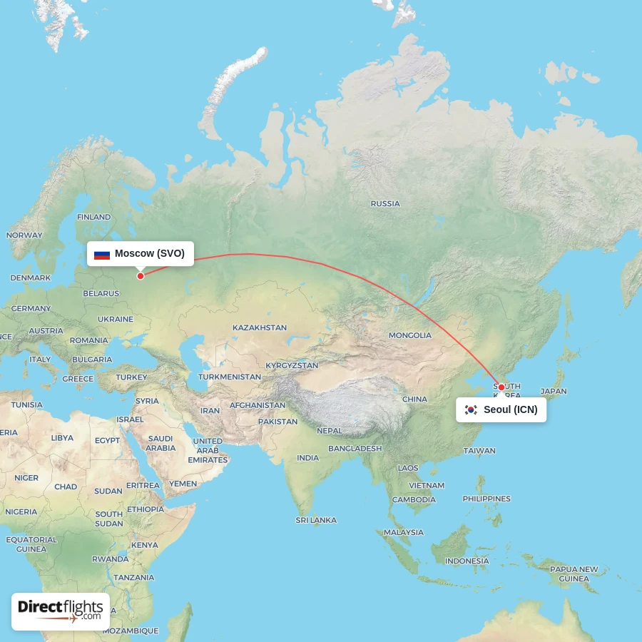 ICN - SVO route map