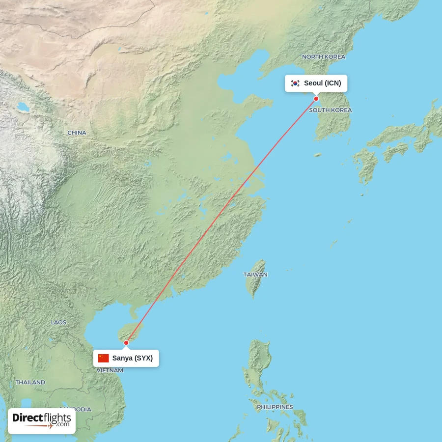 ICN - SYX route map