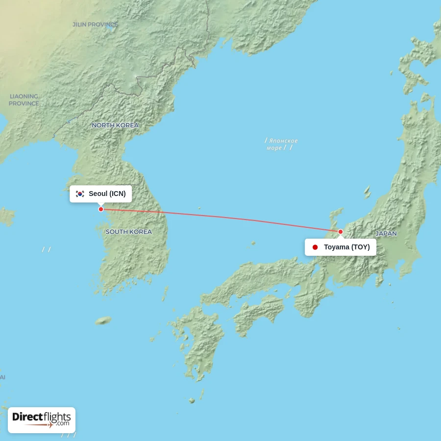 ICN - TOY route map