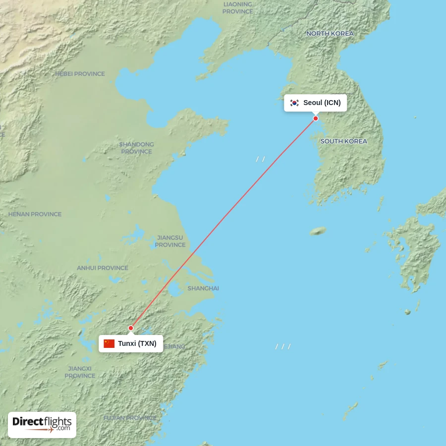 ICN - TXN route map
