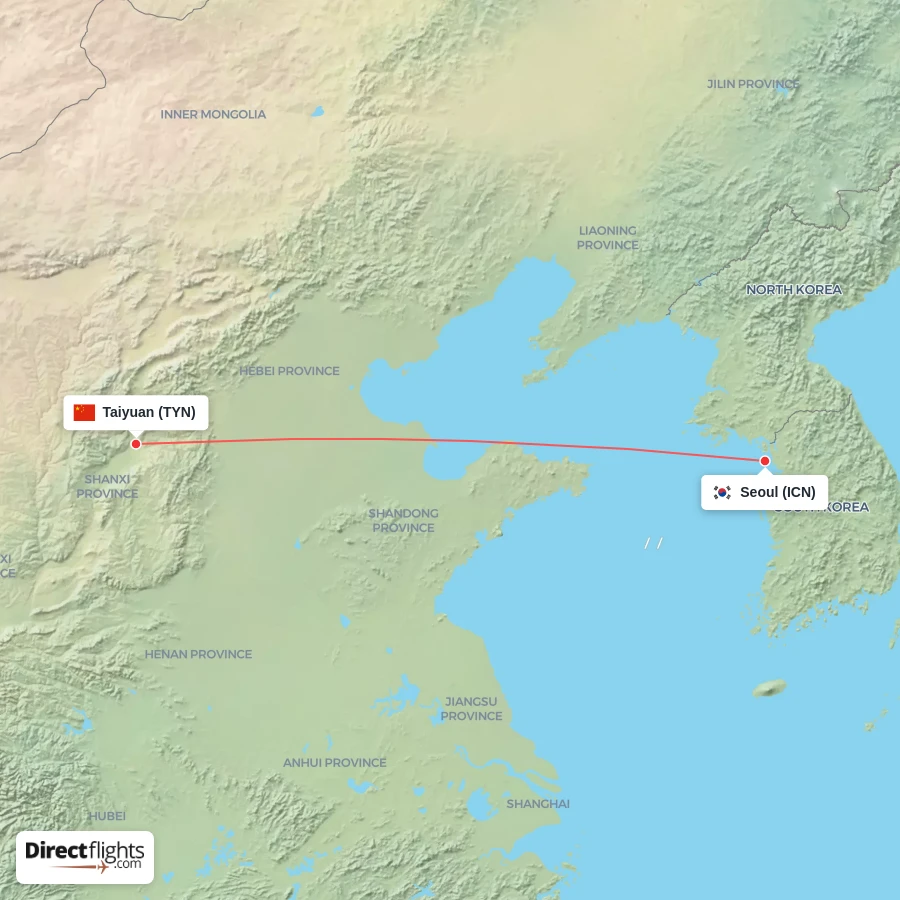 ICN - TYN route map