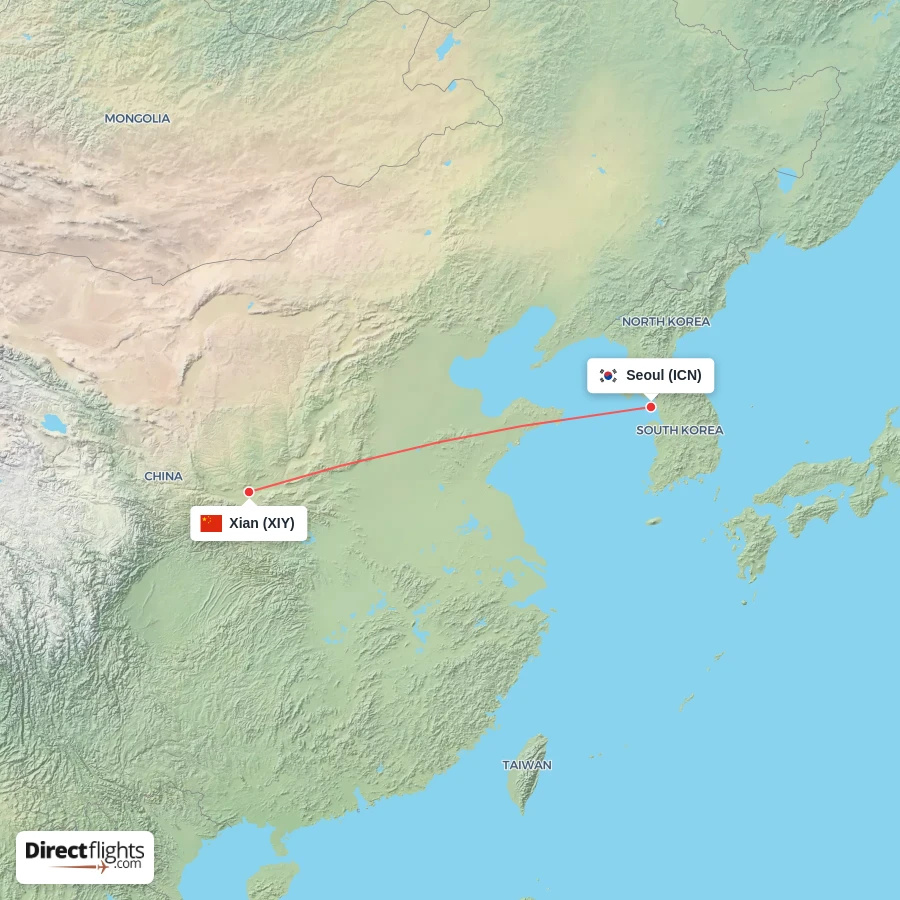 ICN - XIY route map
