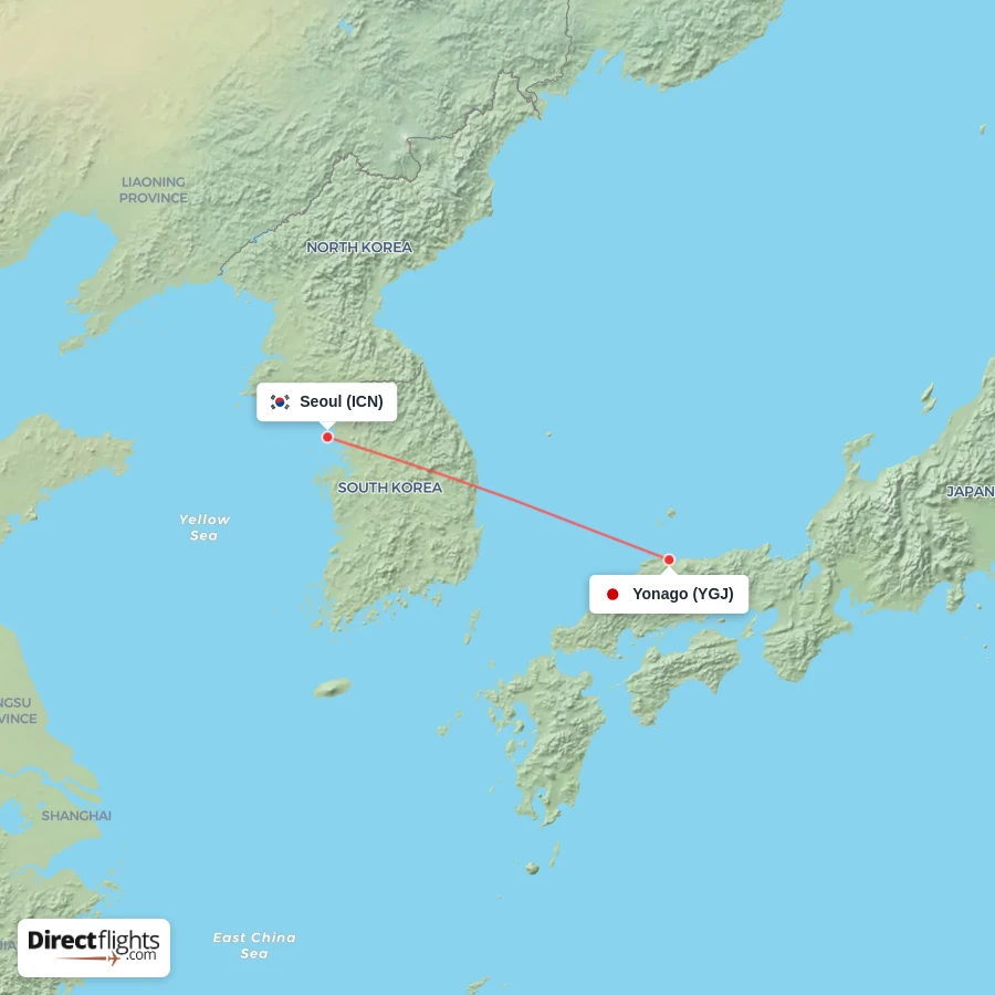 ICN - YGJ route map
