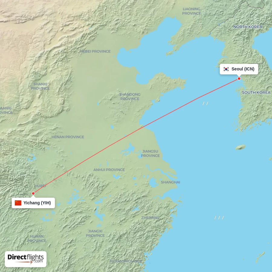 ICN - YIH route map