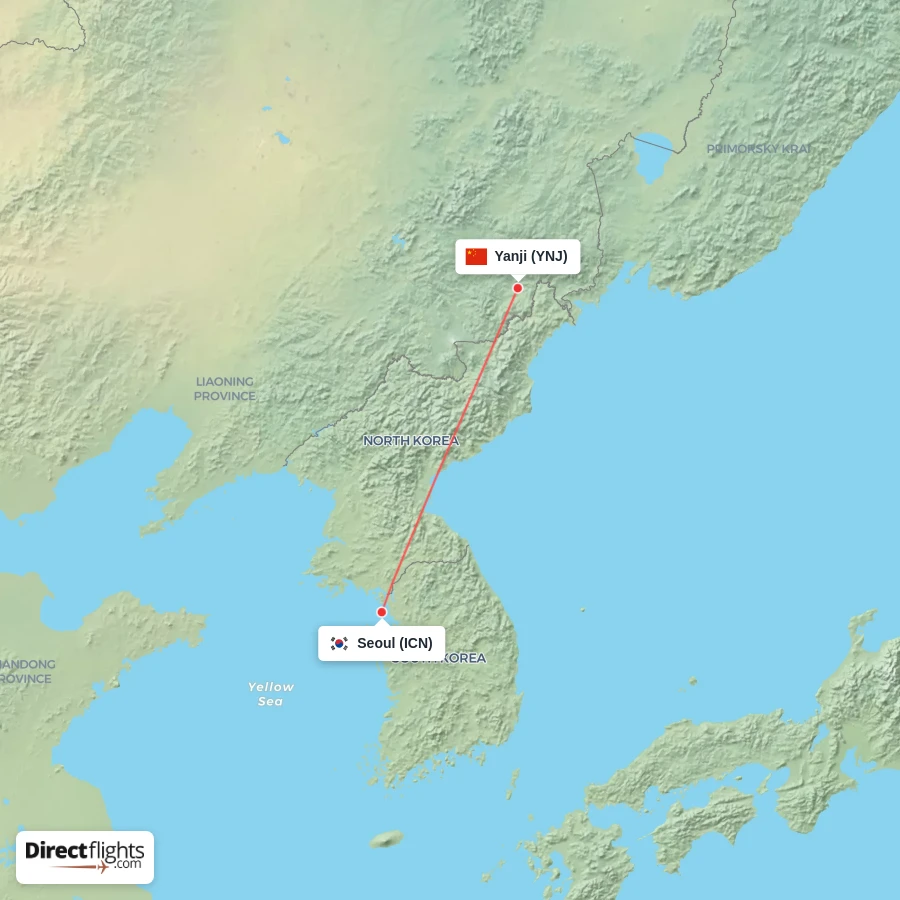ICN - YNJ route map