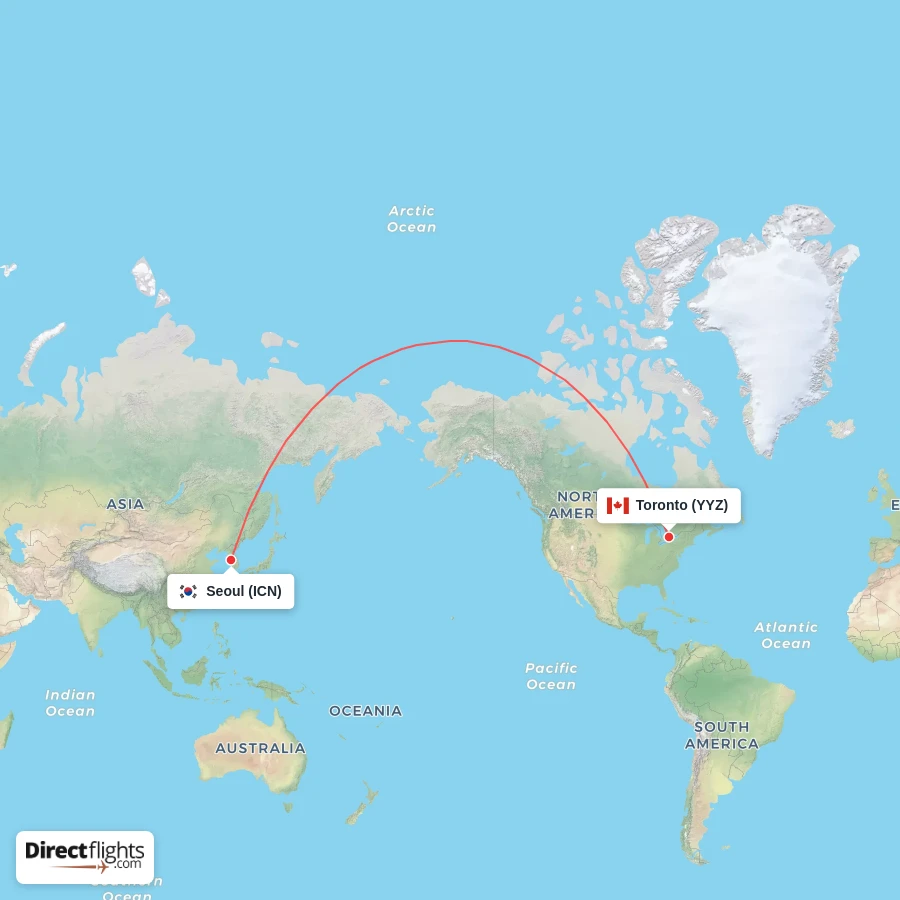 ICN - YYZ route map
