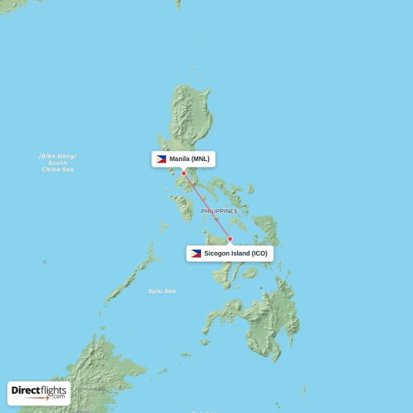 Sicogon Island - Manila direct flight map