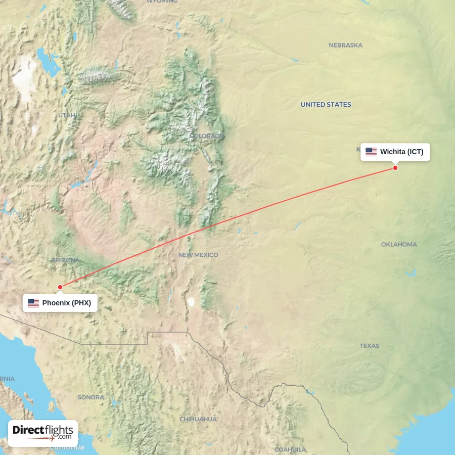 ICT - PHX route map