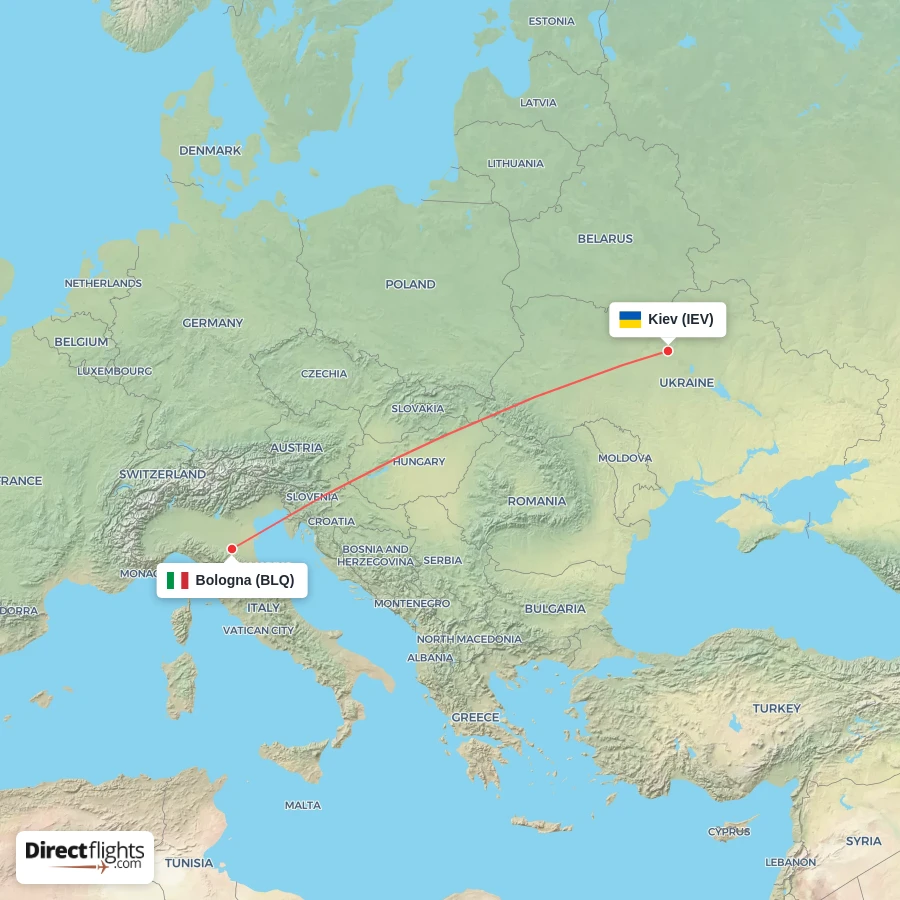 IEV - BLQ route map