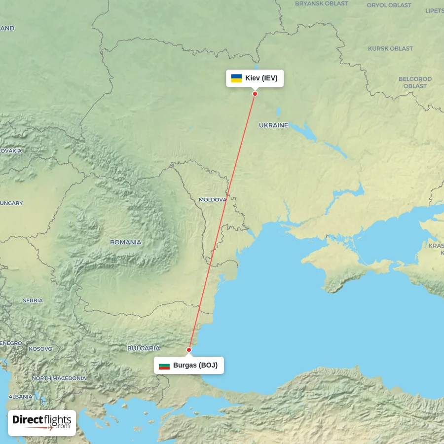 IEV - BOJ route map