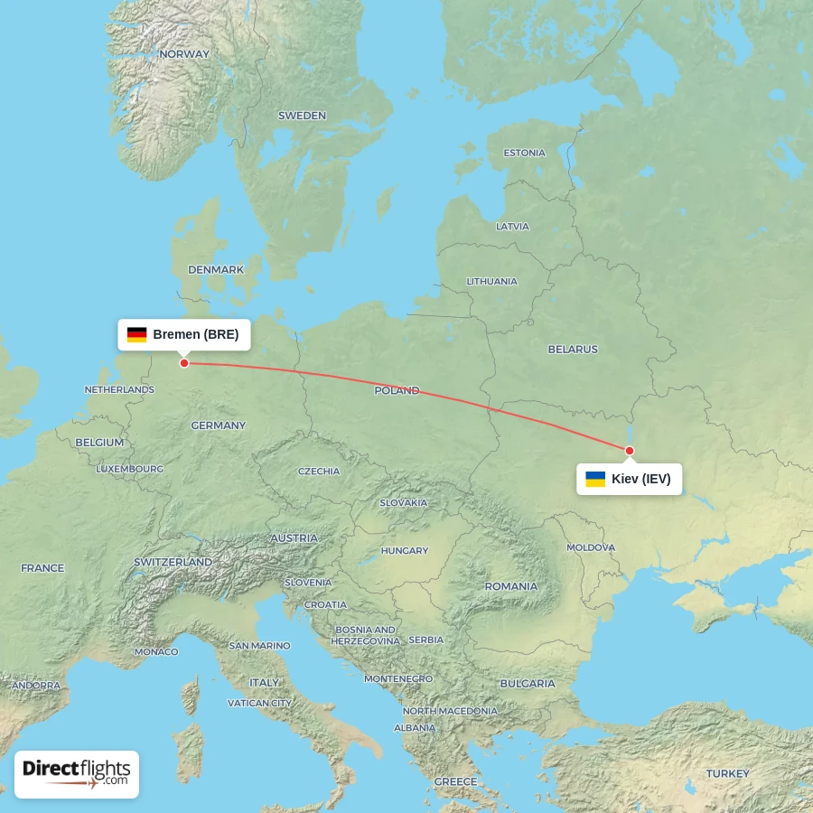 IEV - BRE route map