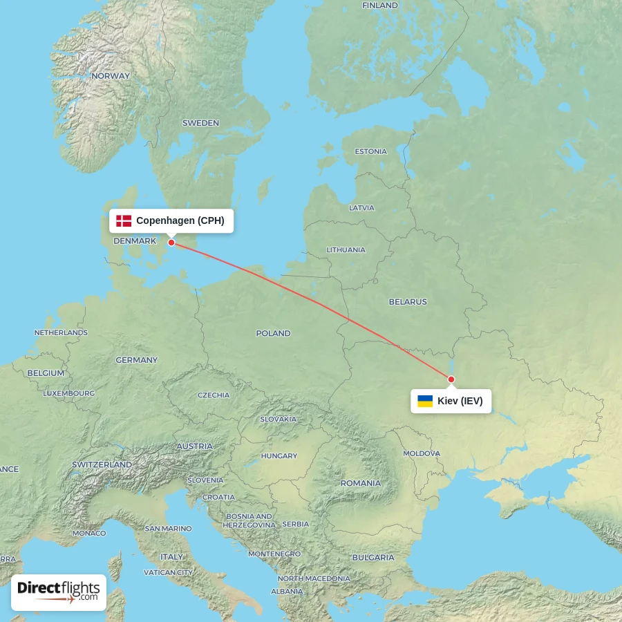 IEV - CPH route map