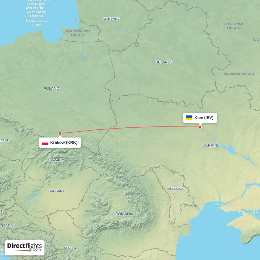 IEV - KRK route map