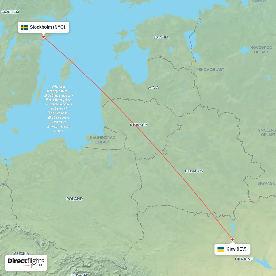 IEV - NYO route map
