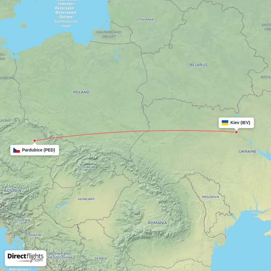 IEV - PED route map