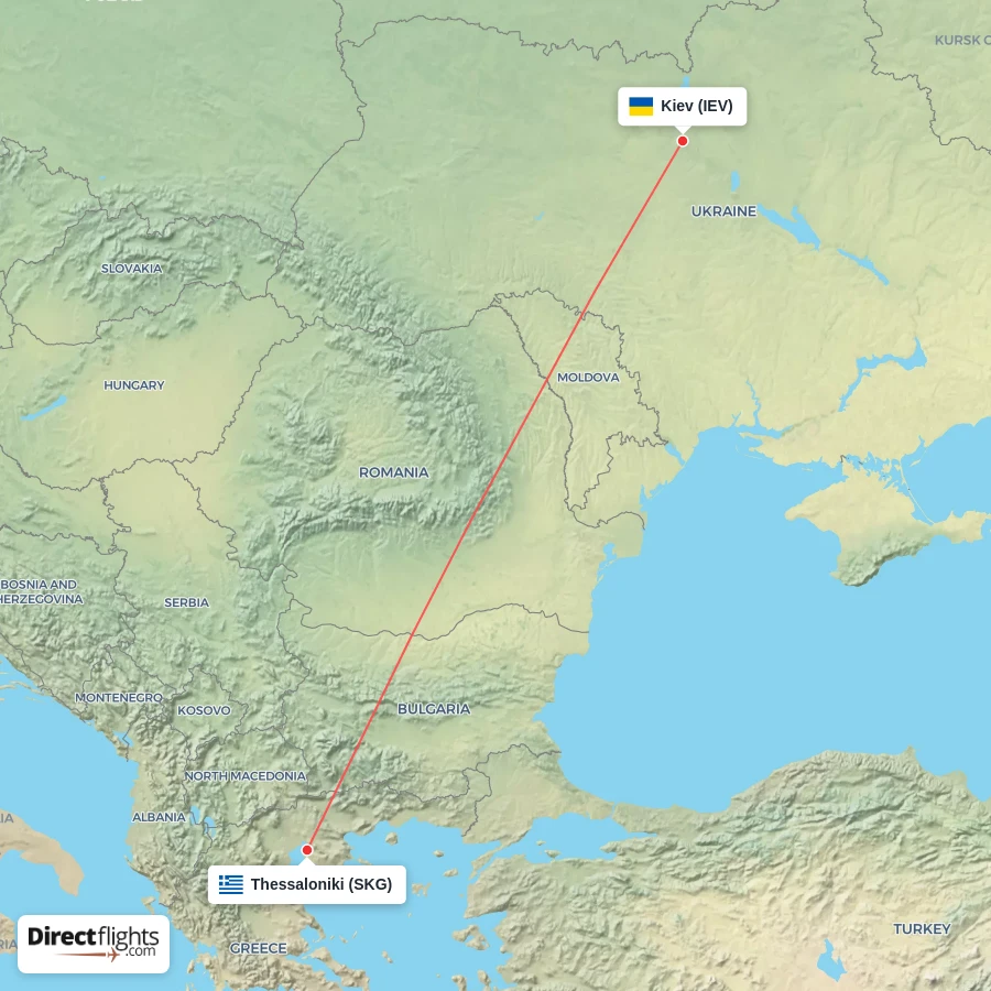 IEV - SKG route map