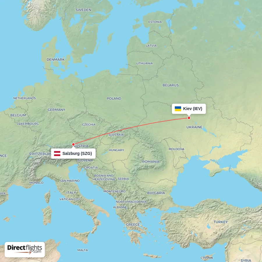 IEV - SZG route map