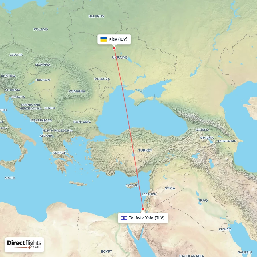 IEV - TLV route map
