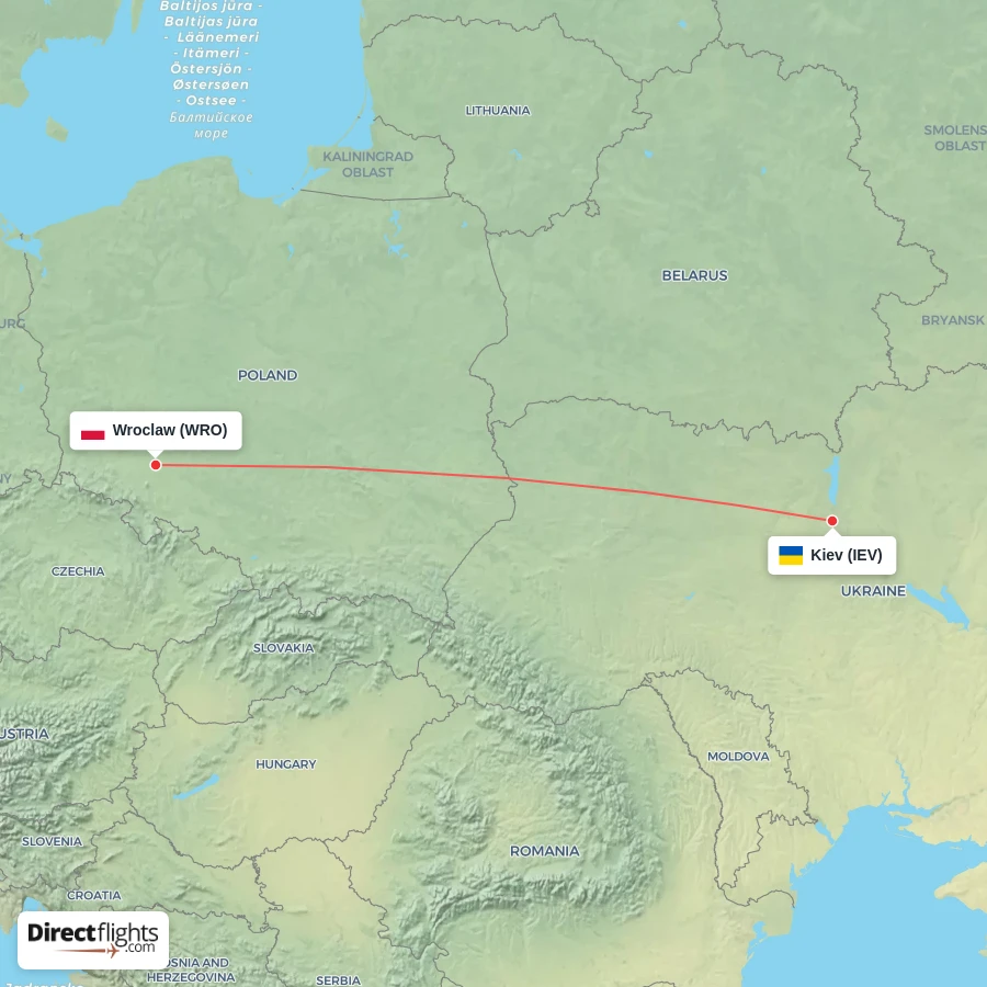 IEV - WRO route map