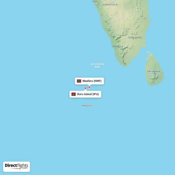 Ifuru Island - Maafaru direct flight map
