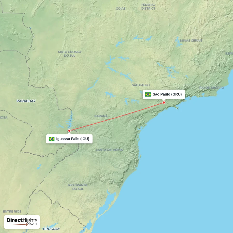IGU - GRU route map