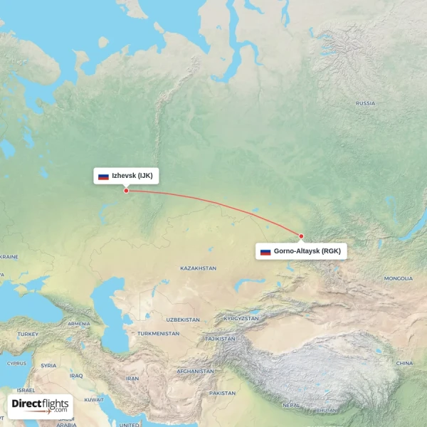 Izhevsk - Gorno-Altaysk direct flight map