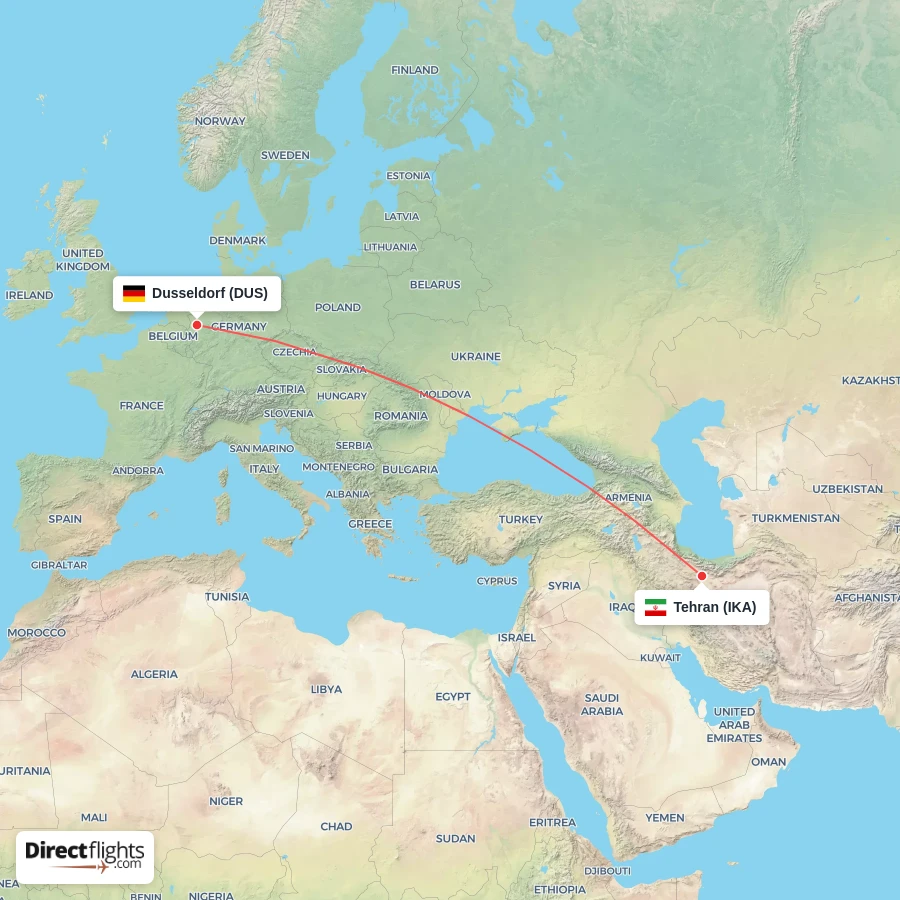 IKA - DUS route map