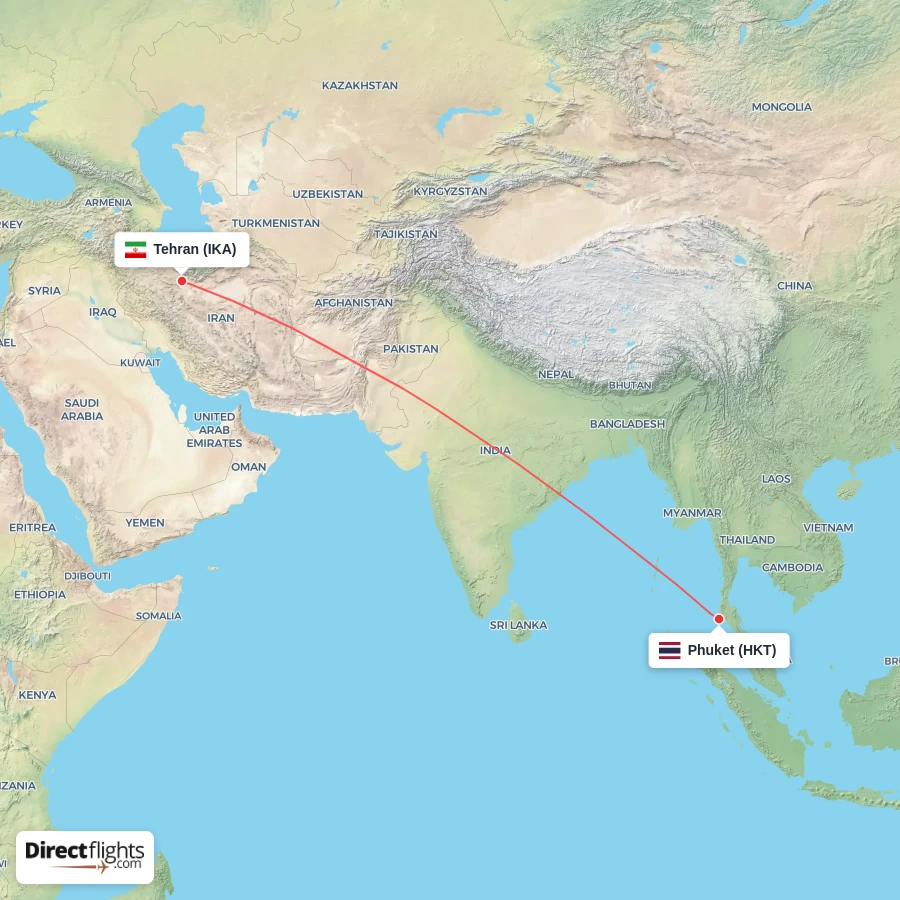 IKA - HKT route map