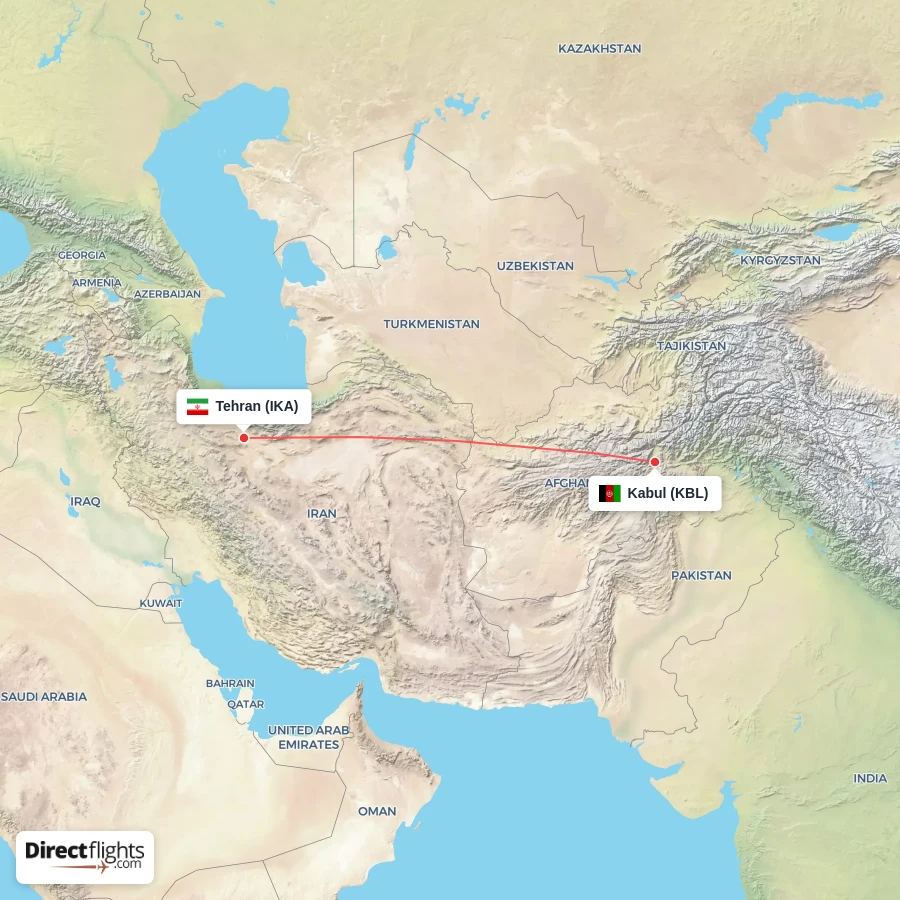 IKA - KBL route map