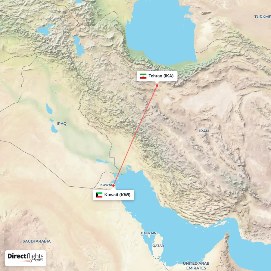 IKA - KWI route map
