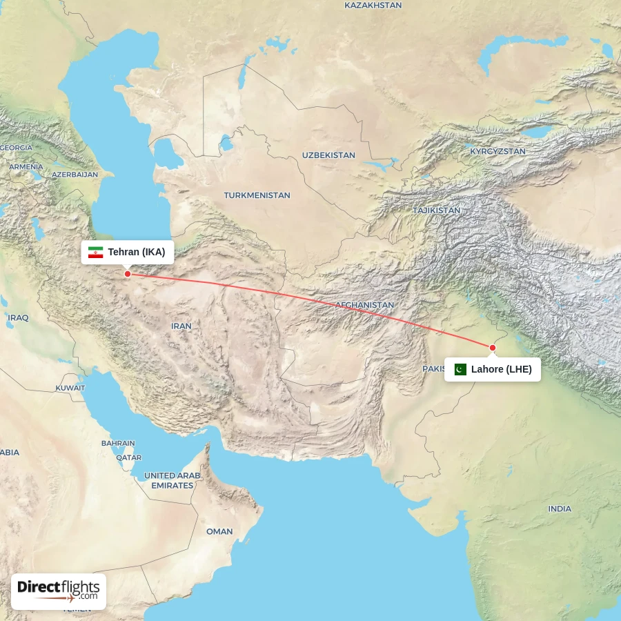 IKA - LHE route map
