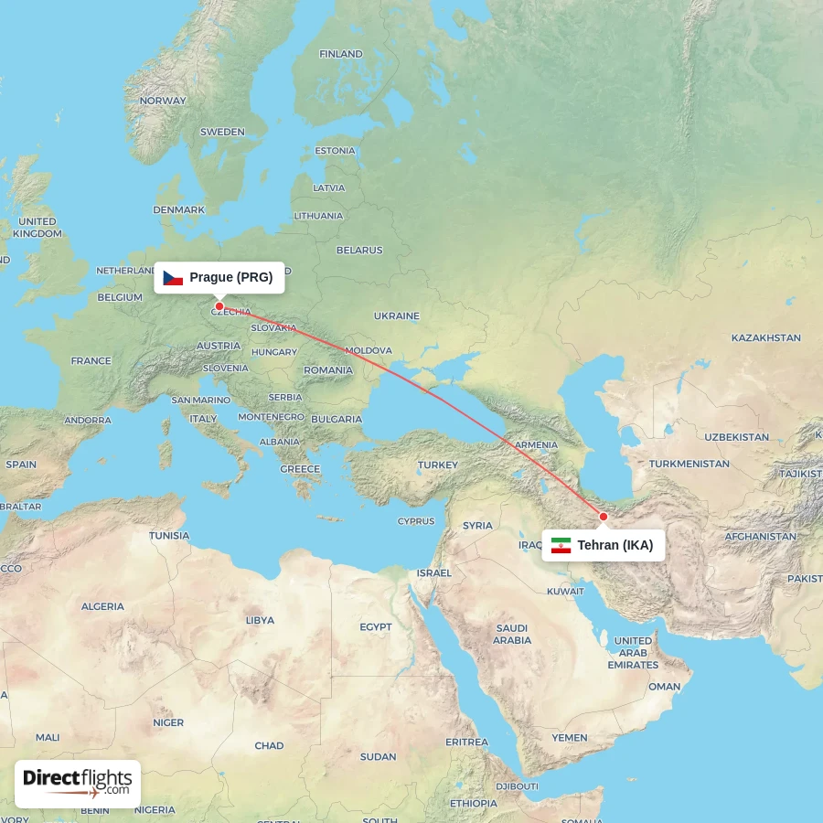 IKA - PRG route map
