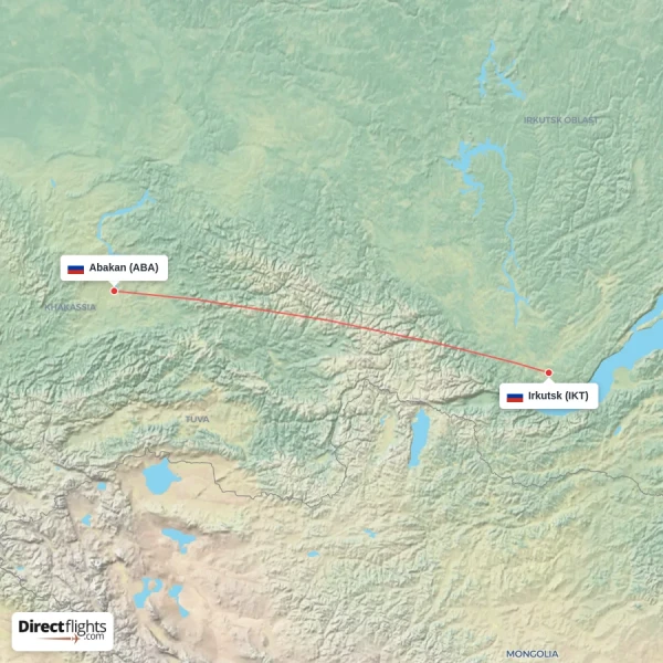 Irkutsk - Abakan direct flight map