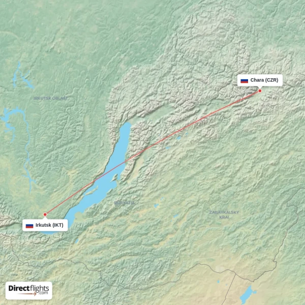 Irkutsk - Chara direct flight map