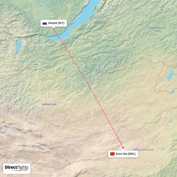 Irkutsk - Eren Hot direct flight map