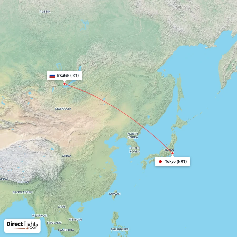 IKT - NRT route map