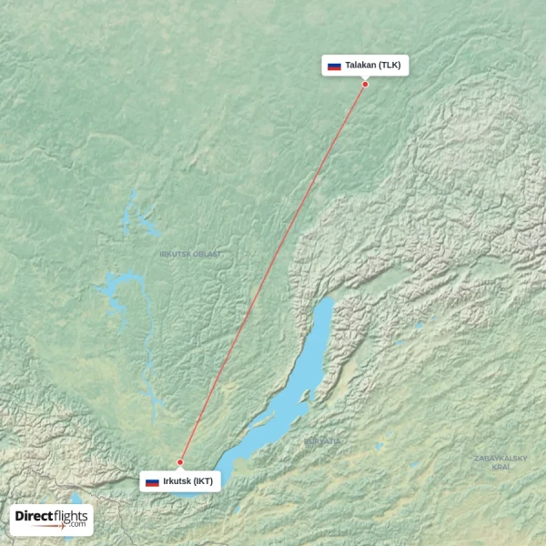 Irkutsk - Talakan direct flight map
