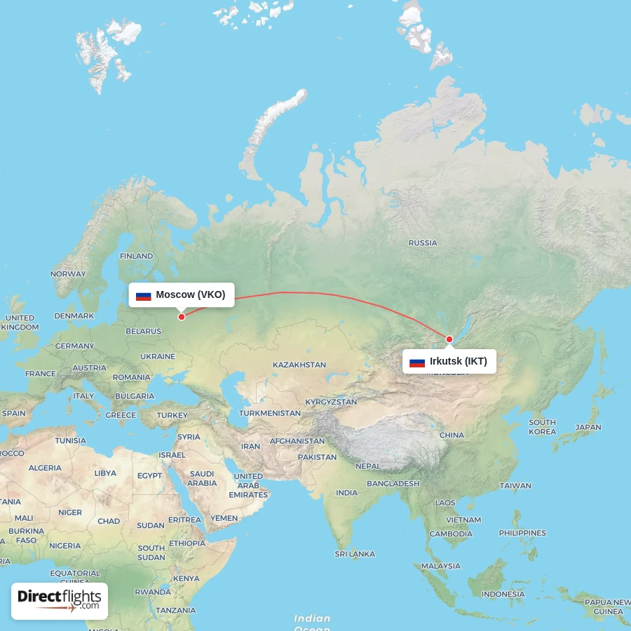 IKT - VKO route map