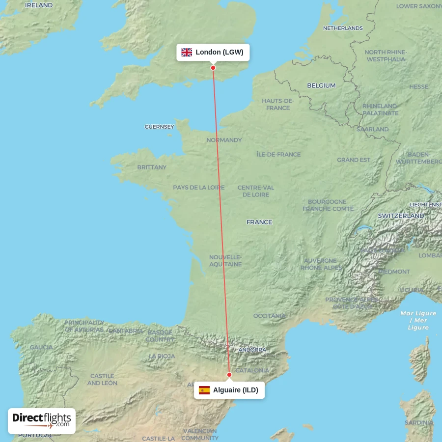 ILD - LGW route map