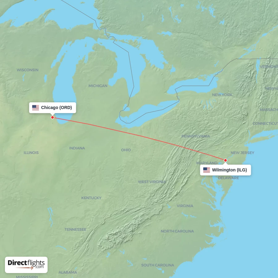 ILG - ORD route map