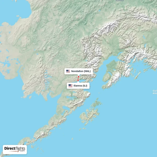 Iliamna - Nondalton direct flight map