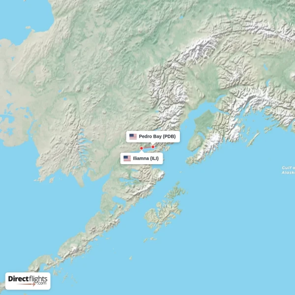 Iliamna - Pedro Bay direct flight map