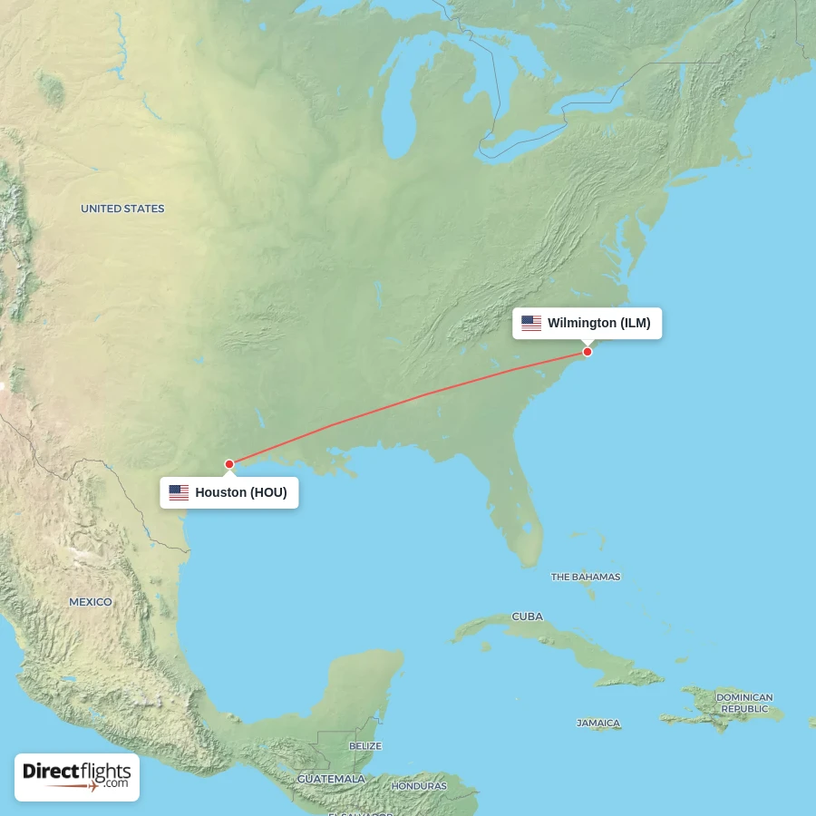ILM - HOU route map