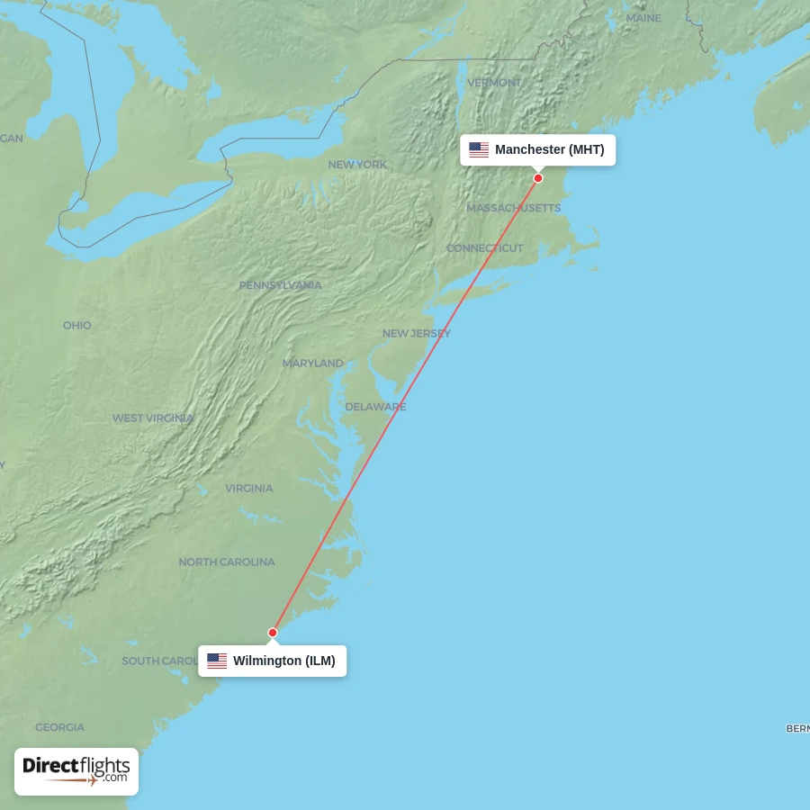 ILM - MHT route map